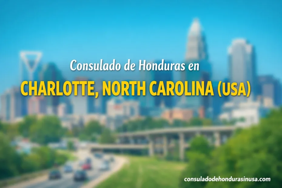 Honduras consulate building with flags outside in Charlotte, North Carolina.