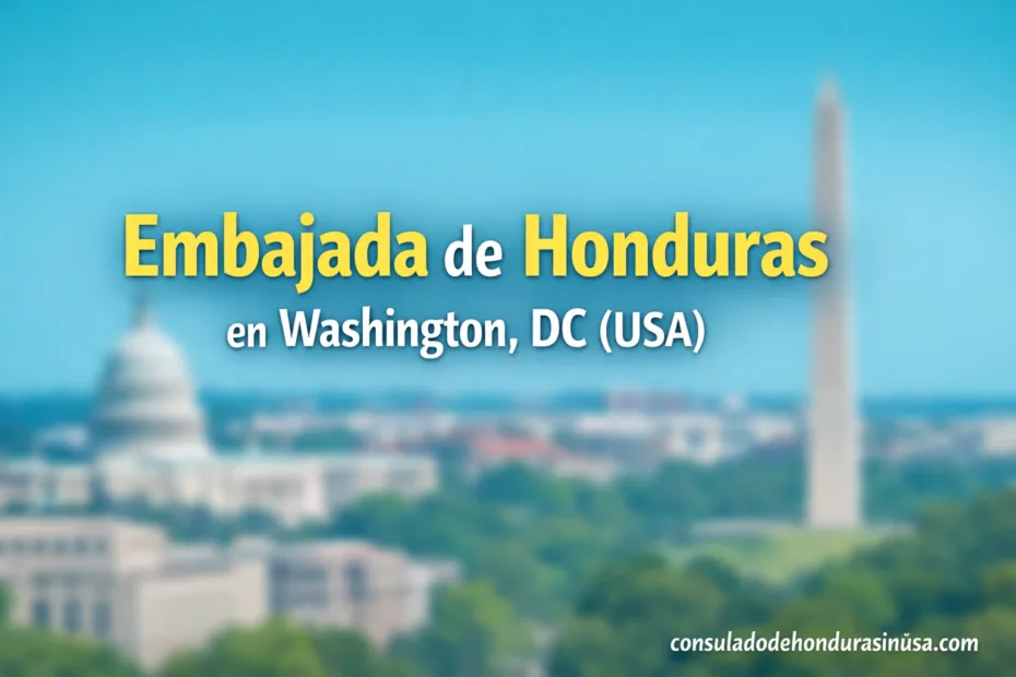 Honduras embassy building in Washington, DC with flags outside.