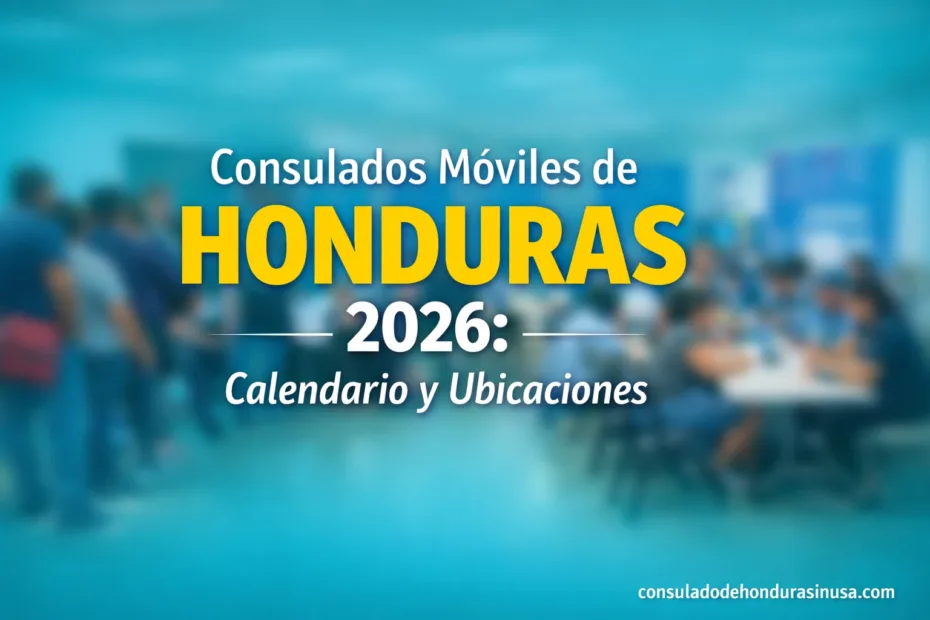 A map showing locations of Honduras mobile consulates for 2026 with marked spots.