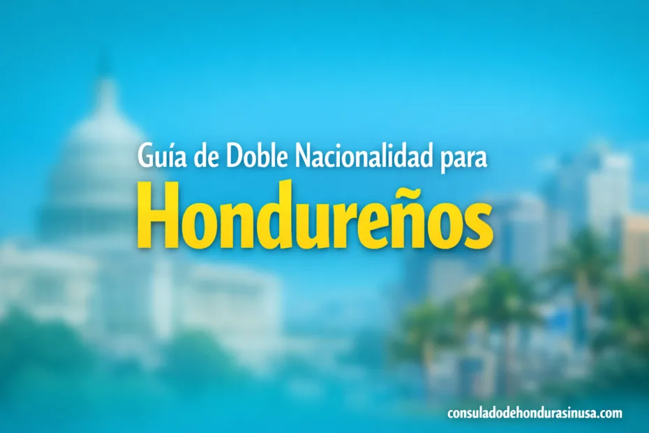 A person holding a Honduran passport in front of a government building with a flag in the background.