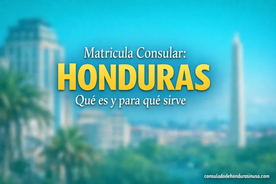 The cover shows a blue background with the title 'Matricula Consular: Honduras' in yellow text.