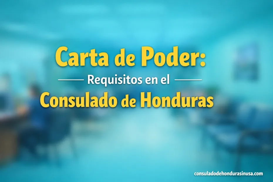 A person holding a document titled 'Carta de Poder' at the Honduras consulate.
