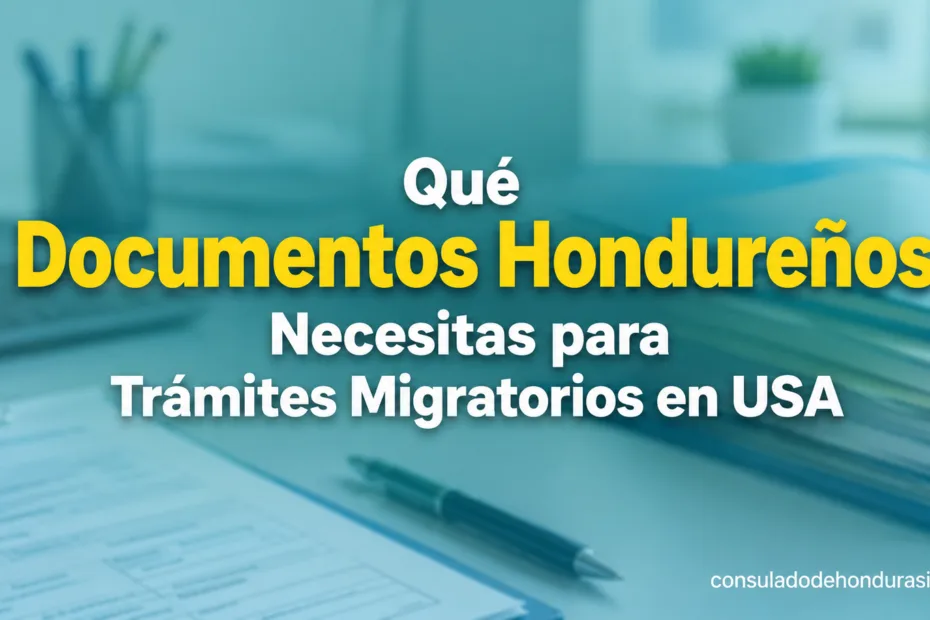 Un formulario y documentos hondureños necesarios para trámites migratorios en USA.