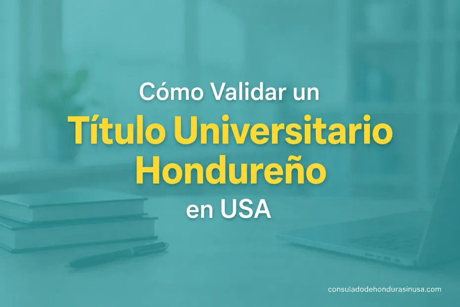 A person holding a document with a title validation process for Honduran university degrees in the USA.